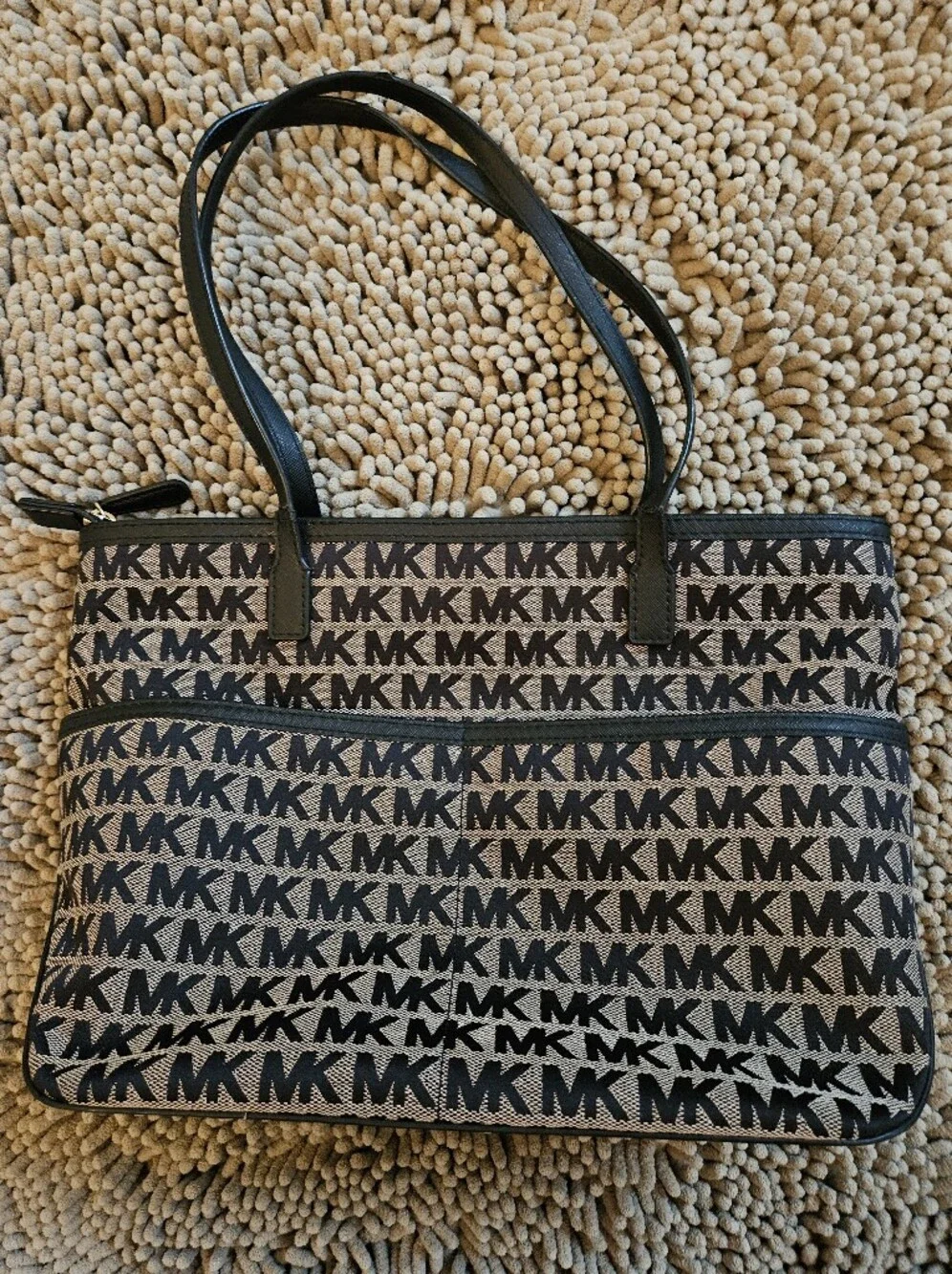 Michael Kors Black Logo Tote with Gold Hardware